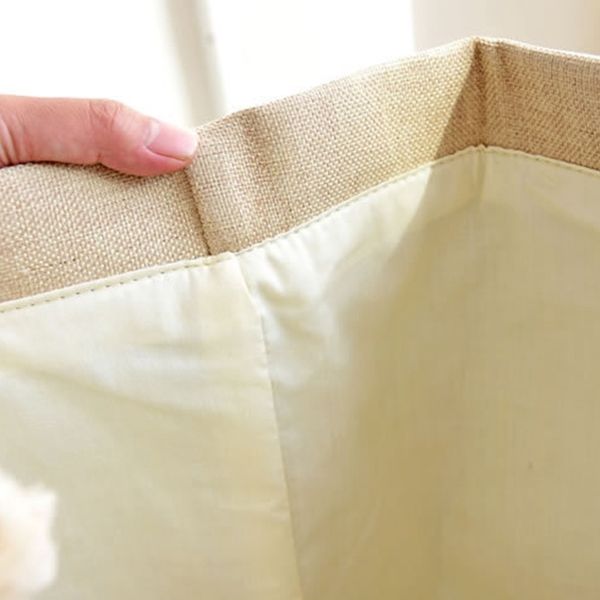 

cotton linen fabric large foldable laundry storage bag multifunctional clothing storage bag home basket with rope laundry storage organiza
