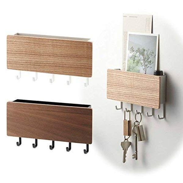 

magnet key hook with tray, key hanger holder rin wall mounted home decor keys storage box letter sorter debris organizer rack
