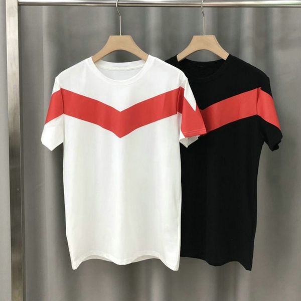 

fashion designer give mens brand t-shirt clothing tshirt classic geometry red striped letter paris print t shirt casual short sleeve tee top, White;black