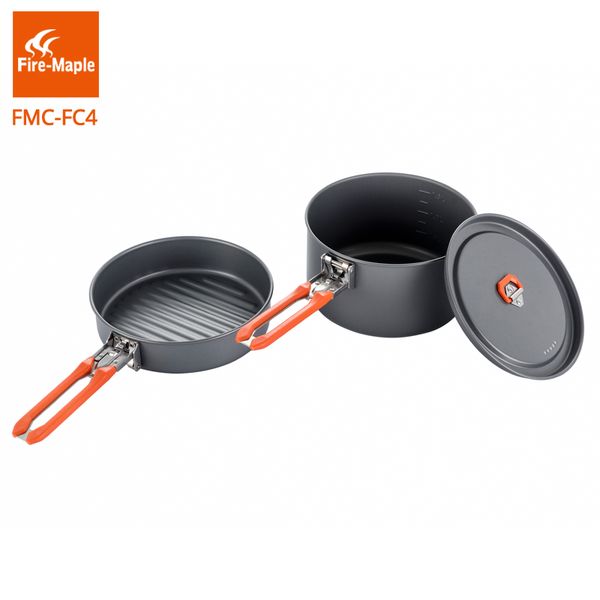 

fire maple hiking cookware outdoor pinic set fmc-fc4 hard aluminium alloy cooking set 1 frypan 1 pot portable camping pots