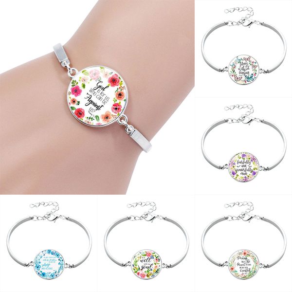 

fashion catholic scripture glass cabochon charm bracelets for women religion christian holy bible wrap bangle 2019 luxury jewelry, Golden;silver