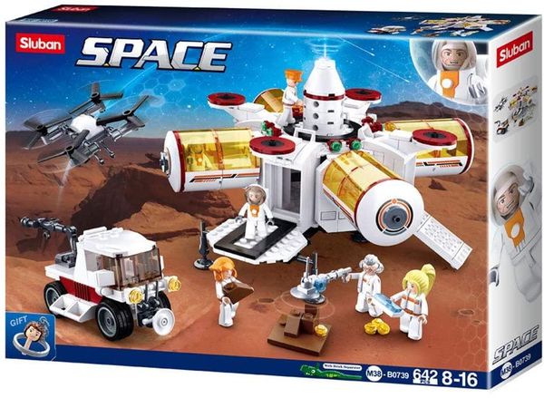 

slubankids space base building blocks 642 pc for kids, 3d early learning toys for science and stem, штабелируемые и сборные игрушки для дево
