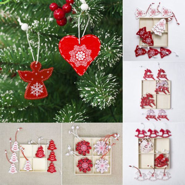 

12p рождественские украшения деревянные украшения рождественская елка висит теги кулон декор