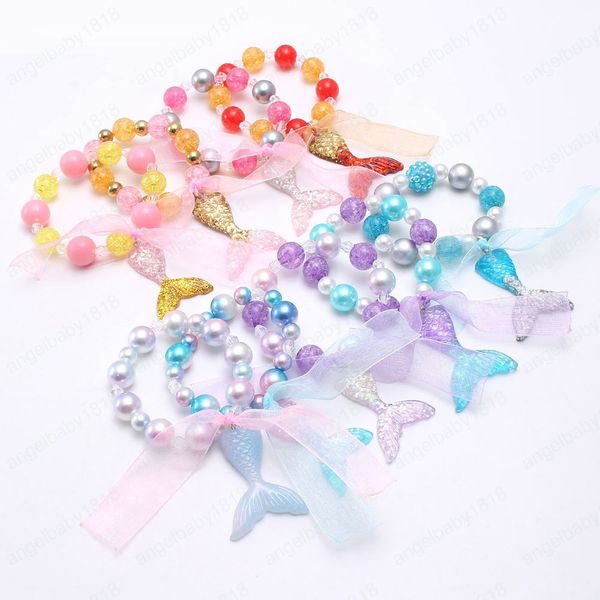 braccialetti moda per bambini ciondoli per ragazze braccialetti con ciondolo a sirena braccialetti elastici con perline fai da te per bambini gioielli per bambini