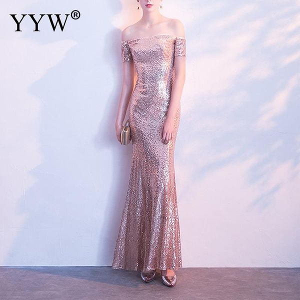

luxury gold sequins women evening dresses off shoulder mermaid long party dress elegant prom gowns robe de soiree club wear, White;black