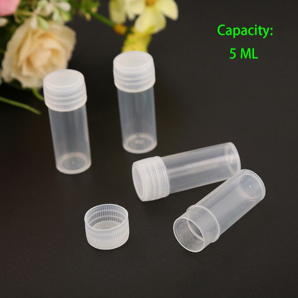 5 ml di plastica bottiglia di pillola bocca punte contenitori scatola di immagazzinaggio fiala campione con coperchio per test porta aghi custodia contenitore accessori per fumatori