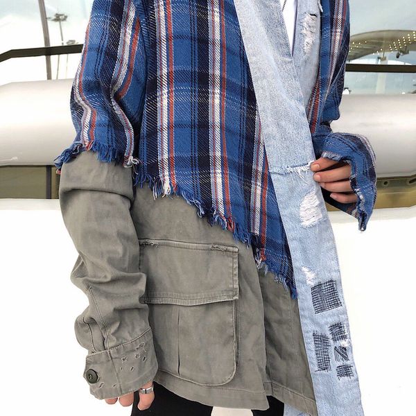 

19fw greg lauren куртки мода high street hip hop негабаритные denim пальто пары женщины и мужчины конструктор куртки hfkyjk026, Black;brown