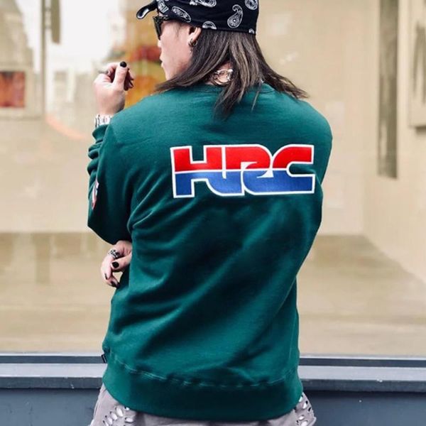 

19fw box logo racing crewneck sweatshirt men women pullover long sleeve autumn winter sweater street outwear classic hfymwy317, Black