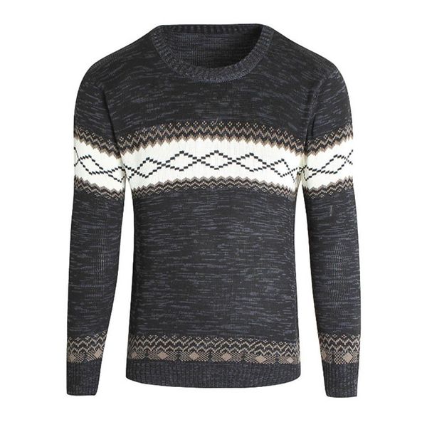 

new fashion casual men o-neck winter knitted regular fit regular warm prints pullover long sleeve  sweater, White;black