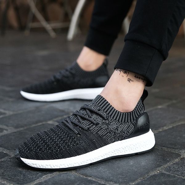 

new men lightweight comfortable breathable shoes lac-up men casual shoes couple walking sneakers feminino zapatos plus size39-46, Black