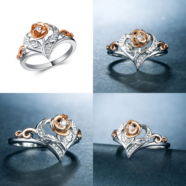 

heart-shaped rose woman color copper plating white ornaments designer ring silver titanium wedding rings for men