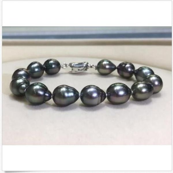 

7.5-8"11-12mm tahitian black round multicolor pearl bracelet