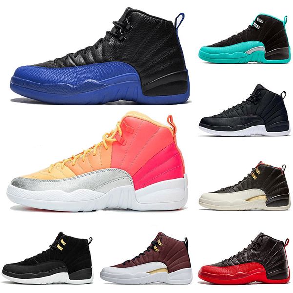 

new punch 12 air jordan retro 12s men women basketball shoes game royal blackgame royal black fiba black nylon sport trainers