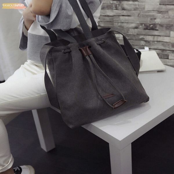 

women canvas shoulder bags drawstring handbag bucket tote messenger bags purse satchel fashion bags