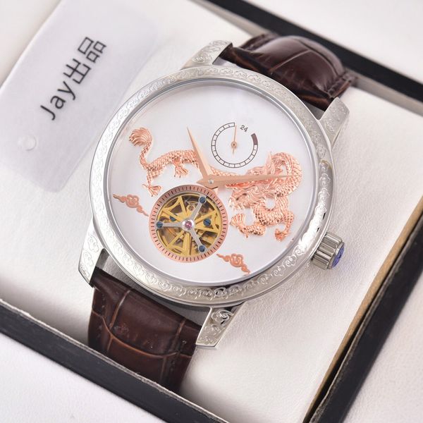 

luxury brand women's watches silver stainless steel case cowhide leather band automatic mov vc watch female lady wristwatch f182, Slivery;brown