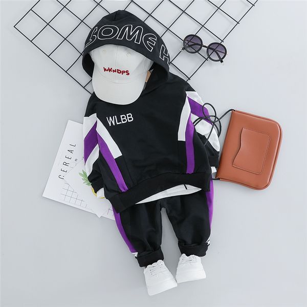 

hylkidhuose 2019 autumn baby boys girls clothes suits toddler infant clothing sets hooded t shirt pants children sports costume t200114, White
