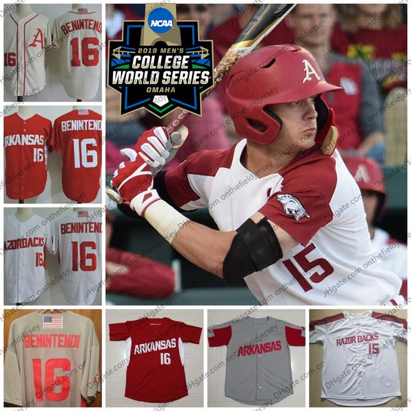 

Custom 2019 NCAA Arkansas Baseball Jersey Any Name Number Casey Martin Heston Kjerstad Dallas Keuchel Isaiah Campbell CWS S-4XL