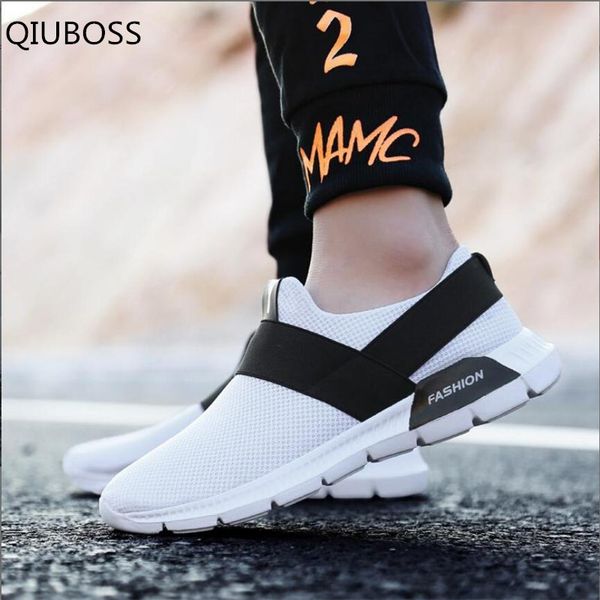 

qiuboss men mesh ventilation set foot casual shoes fashion outdoor running shoes non-slipwear resistant vulcanized q604, Black