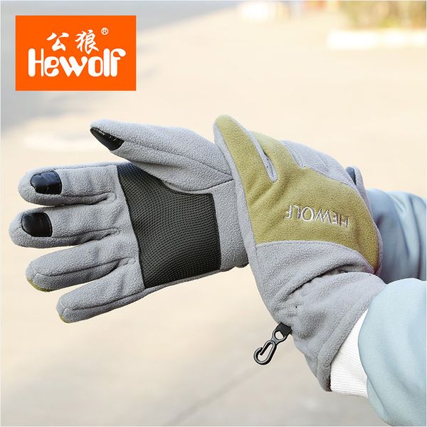 

hewolf winter thickened fleece gloves outdoor camping warm touch screen tactical hiking gloves guantes ciclismo skiing, Black