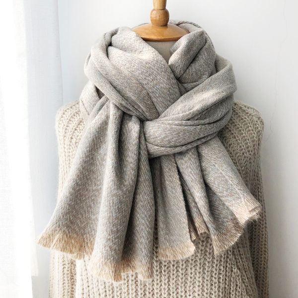 

2019 fashion new winter scarf women cashmere warm solid foulard lady luxury scarves thick soft bufanda shawls wraps, Blue;gray