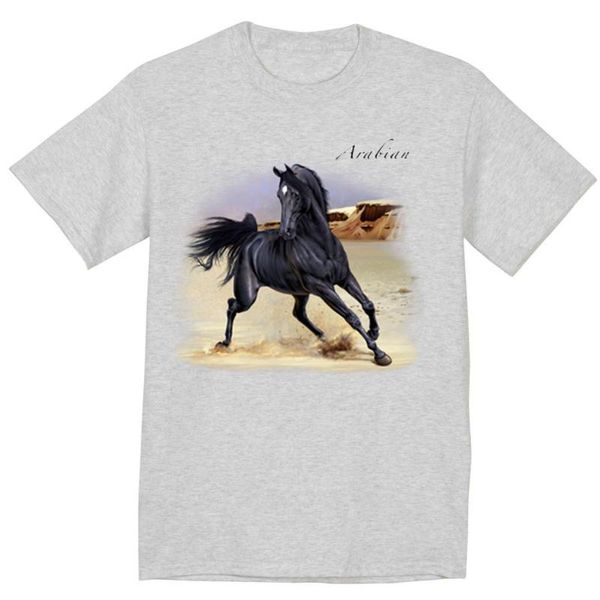 

black arabian horse shirt horse breed design men's equestrian tee shirtcartoon t shirt men new fashion tshirt, White;black