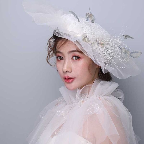 

2019 bride wedding hat hat european white wedding dress sweet wind studio p