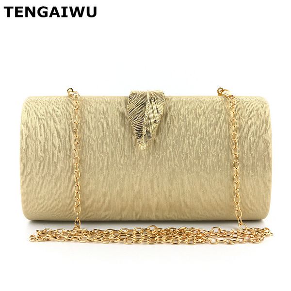 

new design gold tree leaf women clutch evening bag fashion leather female handbags with chain shoulder party clutches
