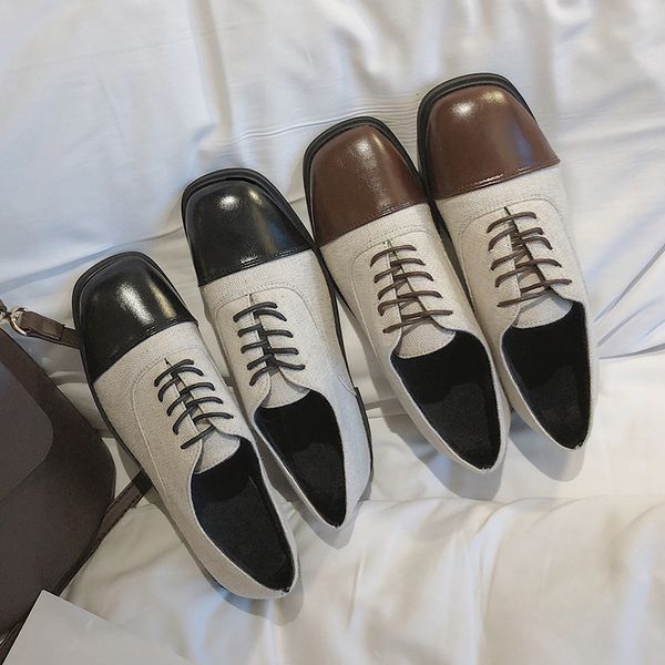 

winter oxford shoes for women luxury designers leather flats fashion flat female vintage british style casual woman loafers, Black