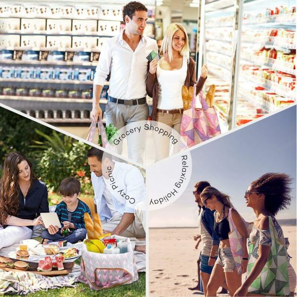 

2020 women plants print handbag waterproof folding picnic bags portable pouch female beach travel picnic reusable shopping bag