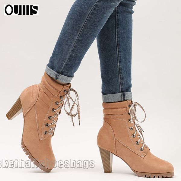 

new autumn and winter new women's boots explosions straps thick high-heeled boots foreign trade large size leather boots, Black