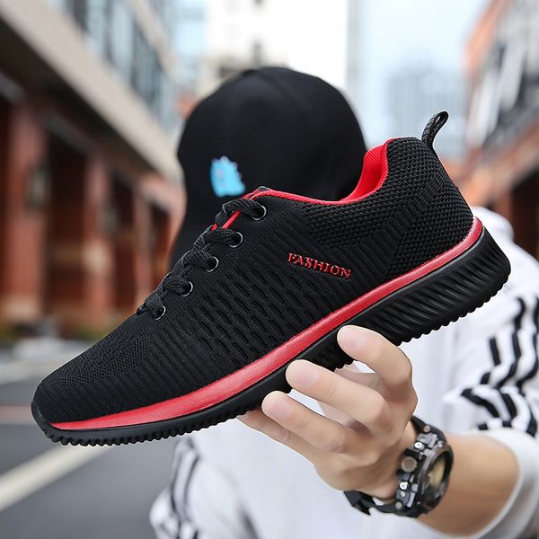 

2019new mesh men female casual shoes lac-up men shoes lightweight comfortable breathable walking sneakers tenis feminino zapatos, Black