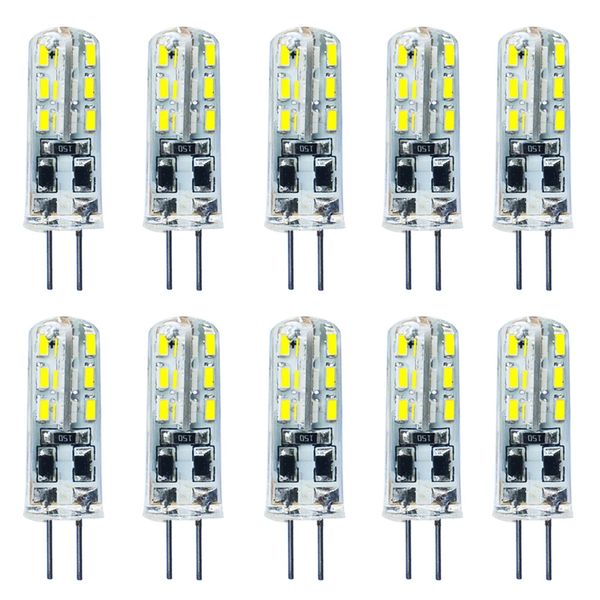 

1w 10pcs g4 светодиодные лампы dc 12v лампа белого света 360 градусов угол прожектор