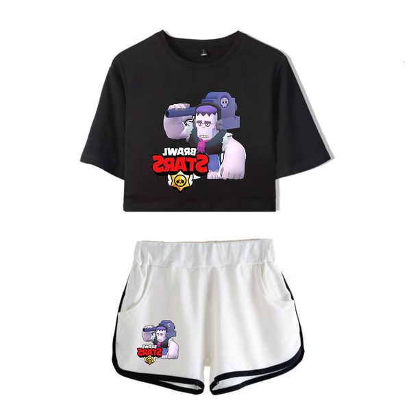 

leisure time shorts suit female, Black;blue