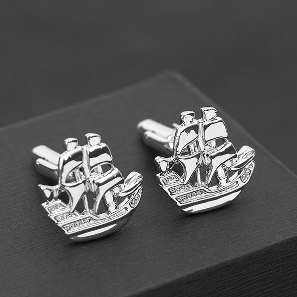 

fashion novelty creative sailing copper plate men and women cufflinks metal copper jewelry shiny durable cufflinks f712, Silver;golden