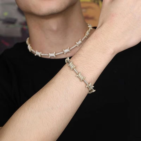 

iced out chain bracelet for men luxury designer mens blind diamond cuban chains bracelets 14k gold plated copper zircons gold silver jewelry, Black