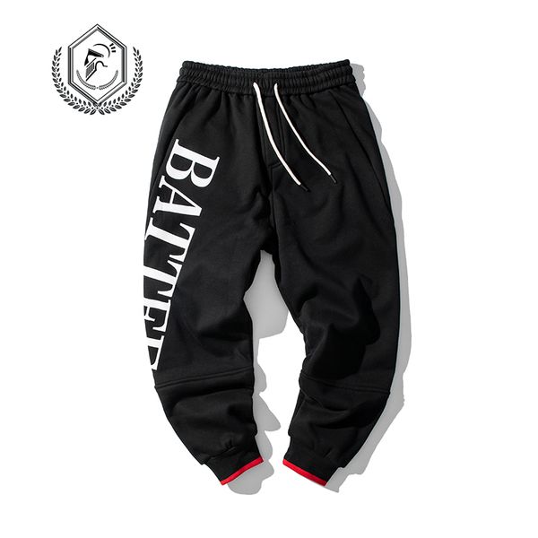 

men fashion loose print harem jogger pants patchwork casual ankle-length hip hop pants, Black