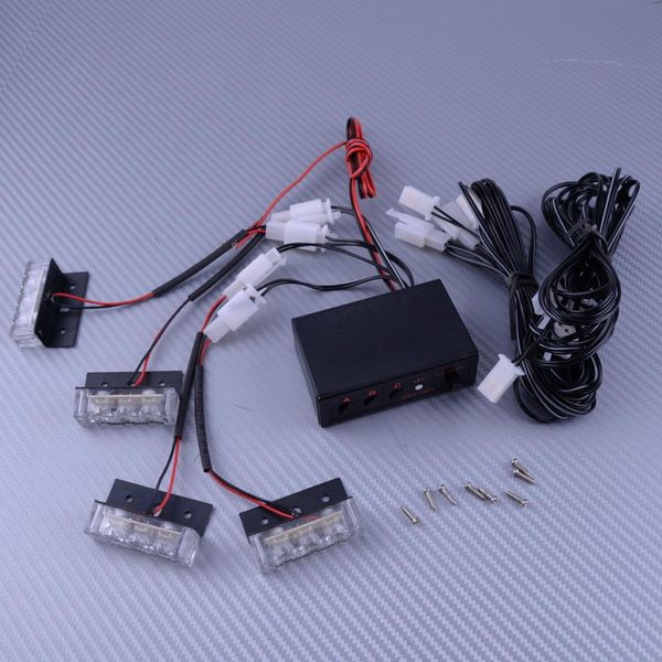 

beler universal blue red 12 led 12v car emergency warning lights strobe lamp front grille deck signal lamp