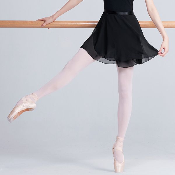 

chiffon ballet dance tutu skirt women girls gymnastics skate wrap skirt teacher training ballet skirts, Black;red