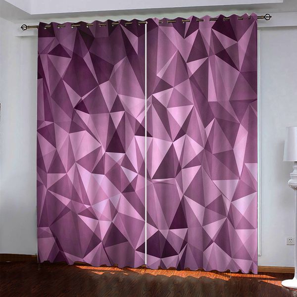 

3d purple curtains stereoscopic geometric curtains popular curtains high-end personality living room bedroom blackout curtain