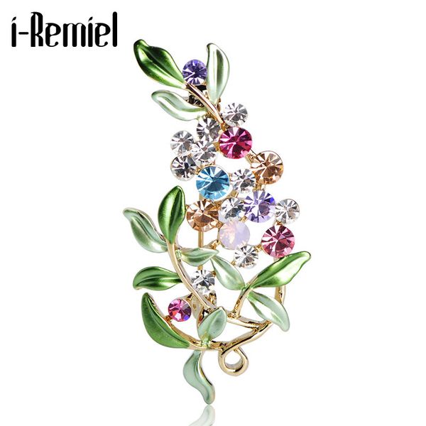 

new flower rhinestones brooches for women enamel brooch jewelry lapel pins fashion crystal dress wedding jewelry accessories, Gray