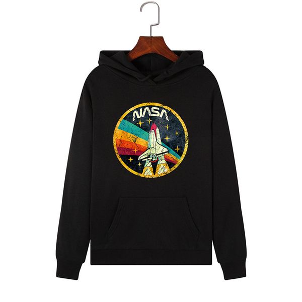 

hoodies women 2019 fashion rocket print hoodie pullover long sleeve clothes warm hooded sweatshirt winter coat women casual, Black