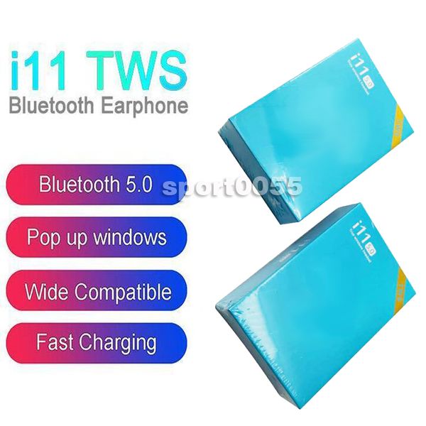 

100pcs i11 tws wireless bluetooth headphones earbuds with pop up window twins mini earbuds for iphone ios android 5.0 touch dhl free