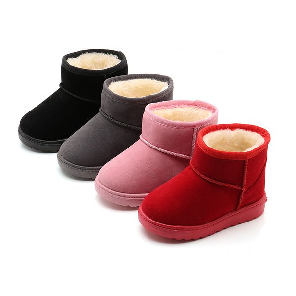 

snow boots kids children' shoes 2019 winter autumn solid color girls boots plush warm cotton short boys ankle, Black;grey
