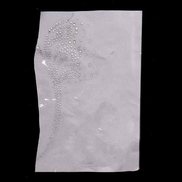 

rhinestone iron on heat transfer fix t-shirt motif water grass applique, Black