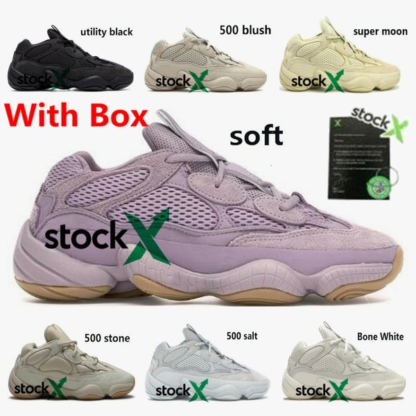 

2020 kanye 500 soft vision men women running shoes bone white stone sneakers blush salt desert rat utility black athletic trainers with box