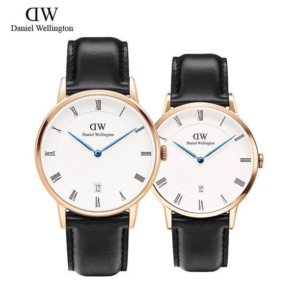 

Мужские женские часы DW с кожаным ремешком Автоматическая дата Водонепроницаемые