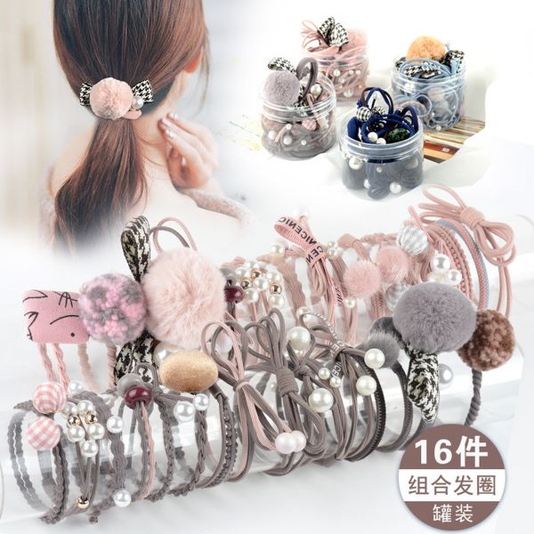 

wedding party beaded pearl gift woman lady diamond jewelry hair rubber bands for bride acting initiation graduation qm-117, Pink