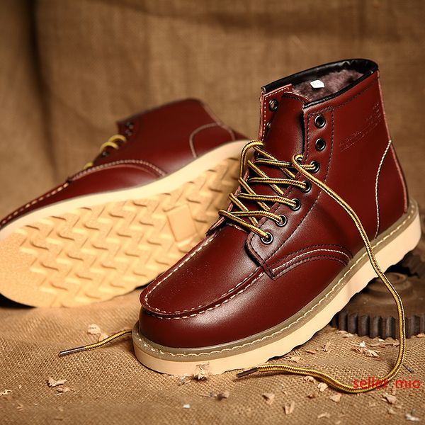 

designer luxury mens boots winter boots 2019 black khaki wine red military triple martin boots size 38-44