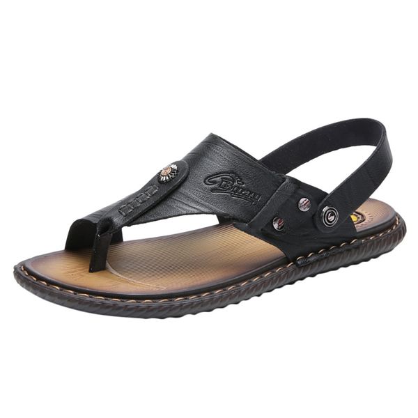 

vogue men sandals summer flip flops slippers men breathable beach shoes solid sports outdoor flat casual wearable jun21, Black