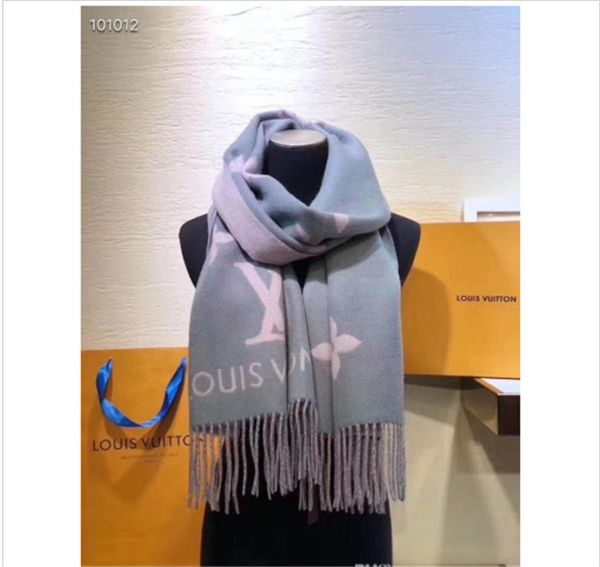 

cashmere designed scarves for men and women luxury shawl autumn and winter selling classic scarves size45-180 with box, Blue;gray